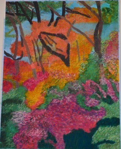 my painting of Palgonsan Provincial Park fall foliage