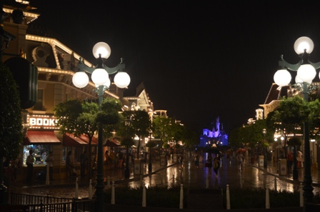 Hong Kong Disneyland Main Street and castle night view